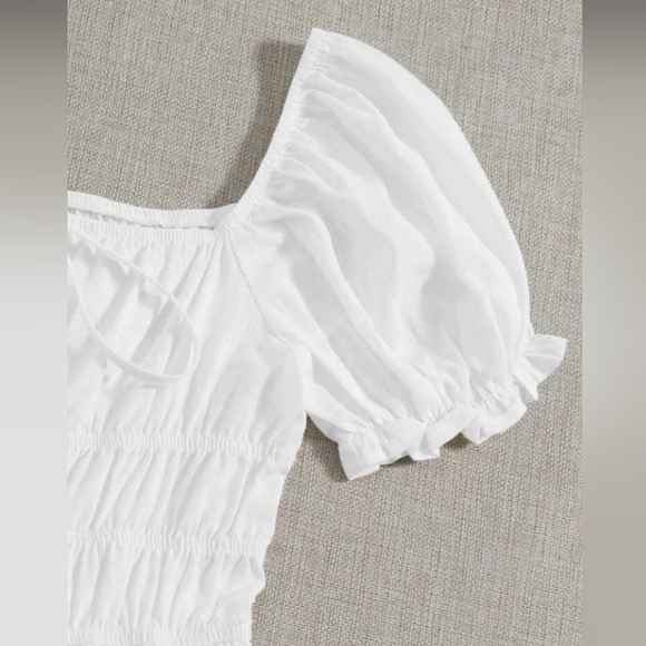 New Tie Neck Ruched Bust Tiered Dress - Picture 4 of 5